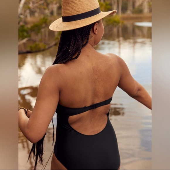 NWT Aerie Tie Front Bandeau Strapless One Piece Swimsuit - Picture 3 of 7